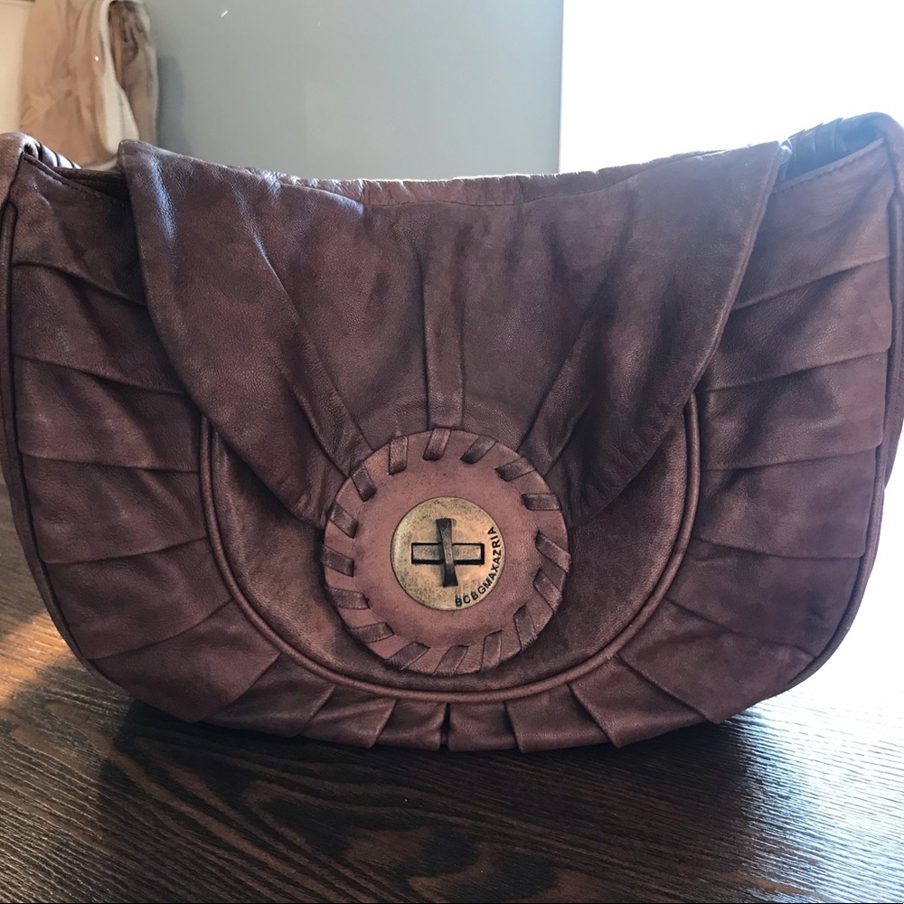 BCBG Max Azaria brown leather shoulder bag